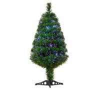 HomCom Sapin de Noël artificiel lumineux 90 cm – Fibre optique multicolore, 90 branches, pied, vert