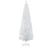 HOMCOM Sapin de Noël artificiel fin non éclairé Blanc 1,8 m