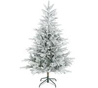 HOMCOM Sapin de Noël Artificiel floqué de Neige 150 cm, Arbre de Noël avec 828 Pointes de Branche articulée, Support en métal Pliable, Facile à Monter et Ranger, Plastique Ignifuge, Vert