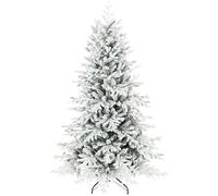 HOMCOM Sapin de Noël Artificiel floqué de Neige 180 cm, Arbre de Noël avec 1815 Pointes de Branche articulée, Support en métal Pliable, Facile à Monter et Ranger, Plastique Ignifuge, Vert