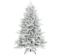 HOMCOM Sapin de Noël floqué de neige de 1,5 m avec pointes réalistes, large arbre de Noël à charnière avec support en métal pliable, assemblage facile pour décoration d'intérieur