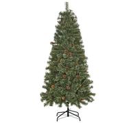HOMCOM Sapin de Noël Artificiel 180 cm Arbre de Décoration avec Pommes de pin, 450 Branches épaisses, Facile à Monter, Stable avec Base Métallique pour Maison, Magasin
