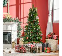 HOMCOM Sapin de Noël sapin artificiel avec 24 pommes de pin Ø 60 x 150H cm Support et base 4 pieds en métal | Aosom France