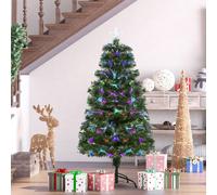 HOMCOM Sapin de Noël Artificiel Arbre de Noël Lumineux 120cm en Fibre Optique Deco Noël lumière à Variation de Couleurs 130 LED Vert