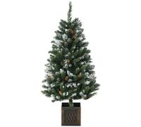 HOMCOM Sapin Noël Artificiel Pot enneigé 20 Pommes pin 120cm Vert | Sapin de Noël, 328 branches, support métallique, décoration intérieure