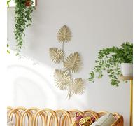 HOMCOM Sculpture Murale à 5 Feuilles de Monstera en Métal Doré avec Accessoires de Montage Inclus, 83x2,5x39 cm
