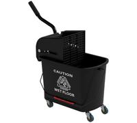 HOMCOM Seau à serpillère avec roulettes Capacité de 20 l Seau à récurer avec système d'essorage, roues et poignée de transport pour maison et commercial Noir