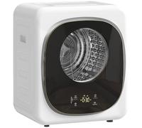 HOMCOM Sèche-linge à évacuation portable 4 Kg, sèche-linge 800 W compact, 5 modes de séchage, capteur intelligent, minuterie, tambour réversible en acier inoxydable, pour appartement dortoir, blanc