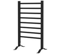 HOMCOM Sèche Serviettes électrique, radiateur Porte-Serviettes, Mural ou sur Pied, en Alliage d'aluminium avec 8 Barres, minuterie 2 ou 4 Heures, résistant à l'eau, 150W, 53 x 35 x 90 cm, Noir