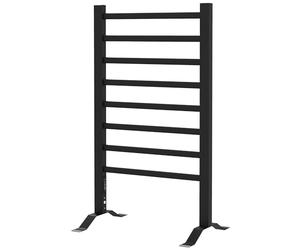 HOMCOM Sèche Serviettes électrique, radiateur Porte-Serviettes, Mural ou sur Pied, en Alliage d'aluminium avec 8 Barres, minuterie 2 ou 4 Heures, résistant à l'eau, 150W, 53 x 35 x 90 cm, Noir