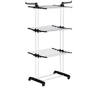 HOMCOM Séchoir à Linge Étendoir Pliable 3 Niveaux 73 x 64 x 177 cm Gris