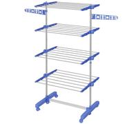 HomCom – Séchoir à linge pliable 4 niveaux int./ext. avec ailes latérales 142×55×172 cm Bleu
