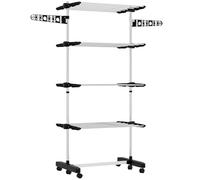 HOMCOM Séchoir à Linge étendoir Pliable Ailes latérales Utilisation intérieure et extérieure 142 x 55 x 172 cm 4 Niveaux Noir