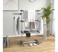 HOMCOM Séchoir à linge étendoir pliable ailes latérales utilisation intérieure et extérieure 142 x 55 x 152 cm 3 niveaux bleu Set de haute qualité, de pratique et de légèreté, ce séchoir à linge est i