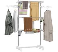 HOMCOM Séchoir à Linge étendoir Pliable Ailes latérales Utilisation intérieure et extérieure 142 x 55 x 152 cm 3 Niveaux