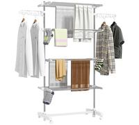 HOMCOM Séchoir à Linge étendoir Pliable Ailes latérales Utilisation intérieure et extérieure 142 x 55 x 172 cm 4 Niveaux