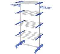 HOMCOM Séchoir à Linge étendoir Pliable Ailes latérales Utilisation intérieure et extérieure 142 x 55 x 172 cm 4 Niveaux Bleu