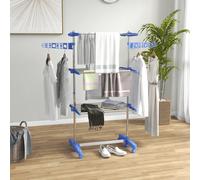 HOMCOM Séchoir à linge étendoir pliable ailes latérales utilisation intérieure et extérieure 142 x 55 x 152 cm 3 niveaux bleu Set de haute qualité, de pratique et de légèreté, ce séchoir à linge est i