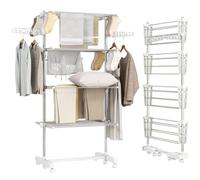 HOMCOM Séchoir à Linge étendoir Pliable Ailes latérales Utilisation intérieure et extérieure (Blanc, Modèle amélioré 172 cm)