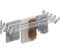HOMCOM Séchoir à linge mural extensible Séchoir à linge mural avec 8 barres en aluminium, séchoir peu encombrant 86 x 61 x 22 cm, argenté
