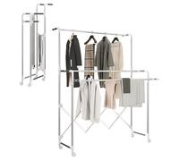 HOMCOM Séchoir à Linge Pliable 104-150 x 103 x 145-197 cm Argent