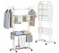 HOMCOM Séchoir à Linge Pliable 5 Niveaux à roulettes 73x64x172 cm Blanc