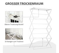 HOMCOM Séchoir Tour pliable 8 niveaux en métal/précrastique blanc 74x35x144cm sèche-linge léger stable et multifonction