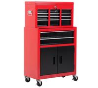 HOMCOM Servante d'Atelier 6 Tiroirs sur roulettes Acier Rouge et Noir