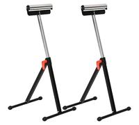 HOMCOM Servante d'atelier à rouleau pliable, lot de 2 supports avec rouleau hauteur réglable 68 à 110 cm, charge max. 90 kg, support de rouleau à billes, noir