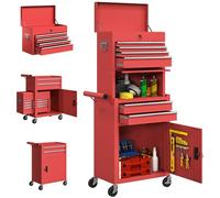 HOMCOM Servante d'atelier avec mallette 6 tiroirs verrouillable Rouge
