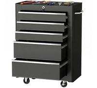HOMCOM Servante d'Atelier Vide en Acier 5 Tiroirs sur Roulettes Noir