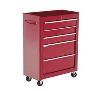 HOMCOM Servante d'Atelier Vide en Acier 5 Tiroirs sur Roulettes Rouge