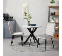 HOMCOM Set 2 Chaises de Cuisine Rembourrées et Gain de Place avec Pieds en Acier, 43x58x90 cm, Gris et Noir