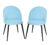 HOMCOM Set 2 chaises de salle à manger rembourrées avec dossier en coquillage en velours, 52x55x79 cm, Bleu azur