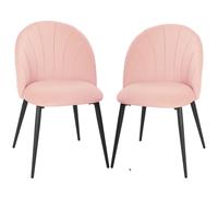 HOMCOM Set 2 chaises de salle à manger rembourrées avec dossier en coquille en velours, 52x55x79 cm, Rose