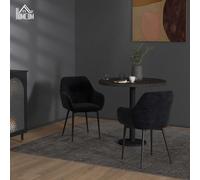 HOMCOM Set 2 Chaises pour Salle à Manger Modernes avec Accoudoirs, Assise Imbottite et Pieds en Acier, 54x57x80cm, Noir
