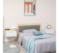 HOMCOM Set 2 Pièces de Table de Chevet avec Tiroir et Design Suspendu en Panneaux de Fibres de Bois et MDF, 49x38x23 cm, Blanc