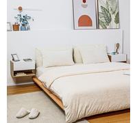 HOMCOM Set 2 Tables de Chevet Murales Bicolores, Tiroir Coulissant et Étagère, Style Chêne Blanc | Aosom France
