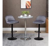 HOMCOM Set 2 Tabourets de Bar avec Dossier et Repose-pieds, Pivotants avec Hauteur Réglable, Gris