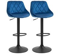 HOMCOM Set 2 Tabourets de Bar Modernes 46x48x83-104cm Bleu