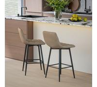 HOMCOM Set 2 Tabourets de Cuisine Style Nordique en Tissu Effet Velours et Métal, 45x47x84 cm, Marron