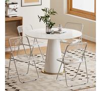 HOMCOM Set 4 Chaises Pliantes Gain de Place pour Salon et Événements, Acier et Acrylique, Transparent
