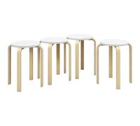 HOMCOM Set 4 tabourets Ronds empilables, Set de tabourets Modernes en Bois avec Base antidérapante, chaises sans Dossier empilables avec Pieds incurvés pour la Cuisine, Le Bar, la Salle à Manger, Le