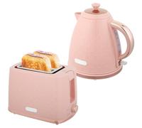 HOMCOM Set bouilloire et grille-pain 2200W rose | 1.7L bouilloire rapide, arrêt automatique, grille-pain 2 tr., 7 niveaux, tiroir miettes, thermostat