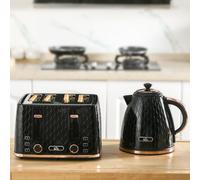 HOMCOM Set Cuisine 2-en-1, Grille-Pain et Bouilloire, plusieurs options, 1,7 L, 4 Tranches de Pain en même temps, Plastique, Noir