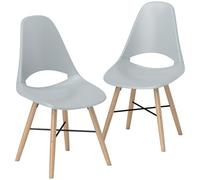 HOMCOM Set de 2 chaises de Salle à Manger, chaises de Cuisine Modernes avec Dossier incurvé et Pieds en Bois de Caoutchouc, Chaise en Plastique pour la Cuisine, la Chambre à Coucher, Le Bureau et Le