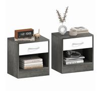 HOMCOM Set de 2 Tables de Chevet avec étagère Ouverte et tiroir, Tables de Chevet Modernes en aggloméré, 39x28x41 cm, Blanc et Gris foncé
