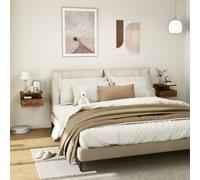 HOMCOM Set de 2 Tables de Chevet Suspendues pour Chambre à Coucher avec Tiroir et Étagère en Bois 35x32x22.5cm, Marron