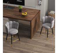 HOMCOM Set de 2 Tabourets de Bar Veloutés avec Repose-Pieds et Base en acier, 59x52x90cm, Gris