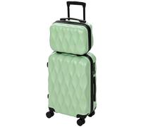 HOMCOM Set de 2 valises Cabine, 30/50 cm, Vert | Coque rigide en ABS, serrure TSA, port USB, roues pivotantes, idéal pour les voyages et vacances en famille, léger
